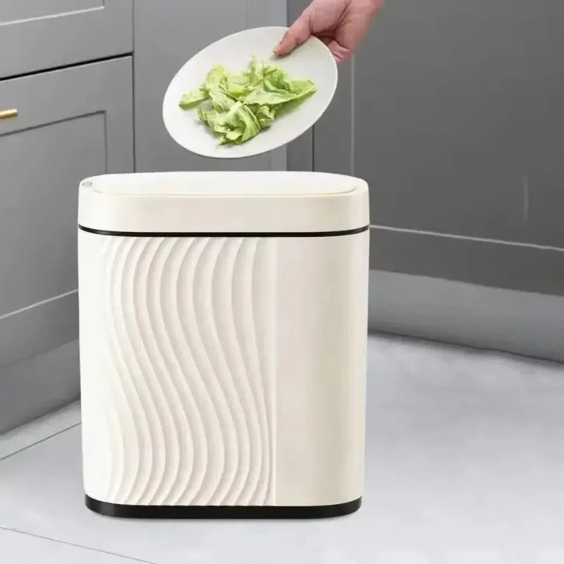 Lixeira Inteligente Sensor Slim — Automática Estreita com Tampa para Banheiro Espaços Pequenos