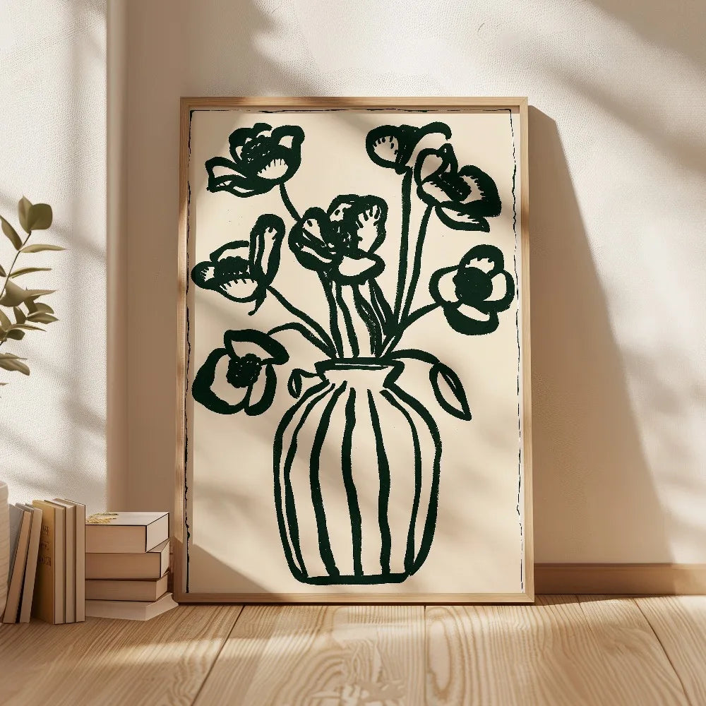 Quadro Decorativo Floral Bege Retrô sem Moldura — Arte Botânica para Sala