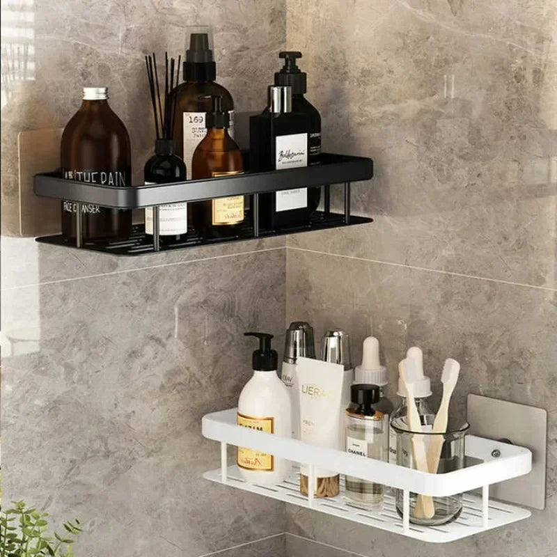Prateleira de Alumínio Sem Furo — Organizer para Shampoo, Banheiro e Cozinha Fixação Adesiva