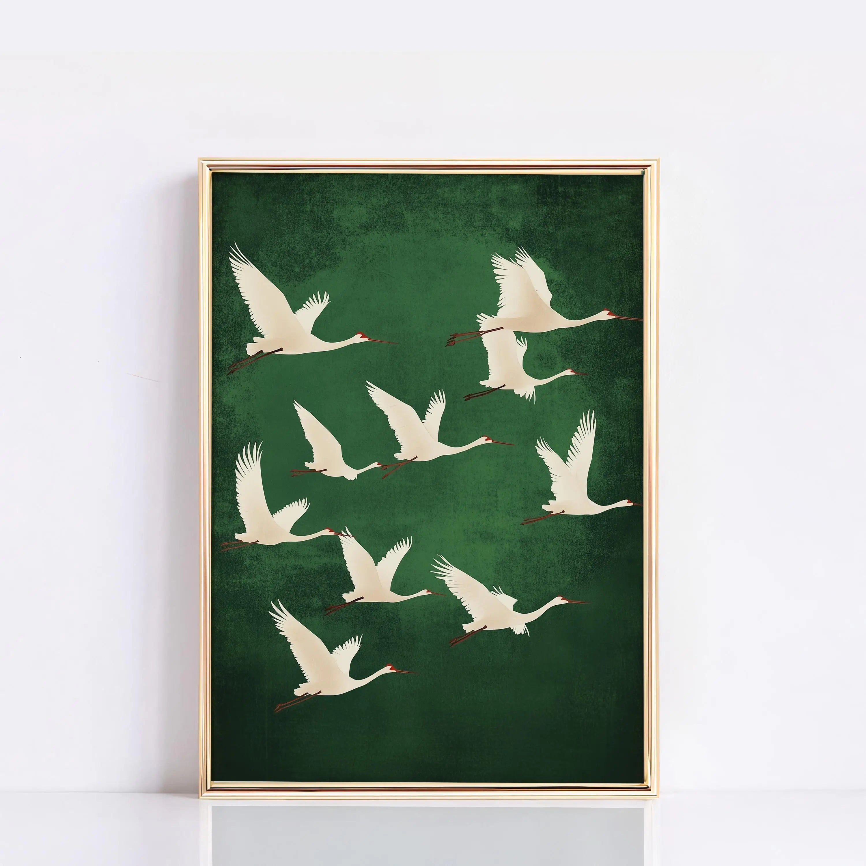 Quadro Decorativo Garça Oriental sem Moldura — Arte Zen para Sala e Quarto