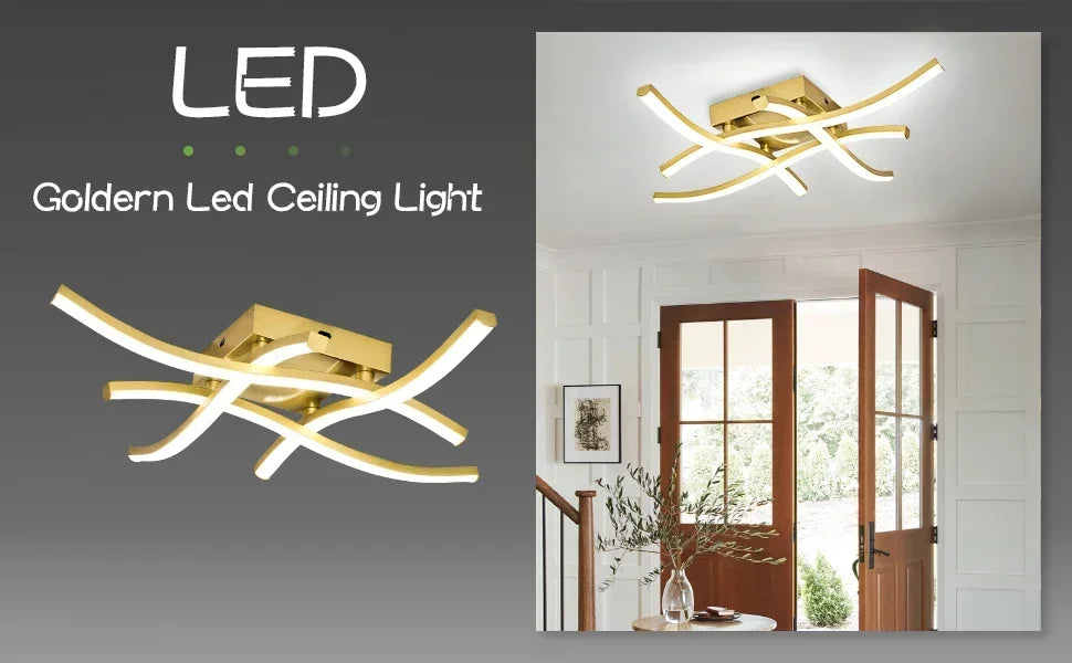 Luminária de Teto LED Ondulada Embutida — 3 Tons de Luz para Sala, Quarto e Corredor