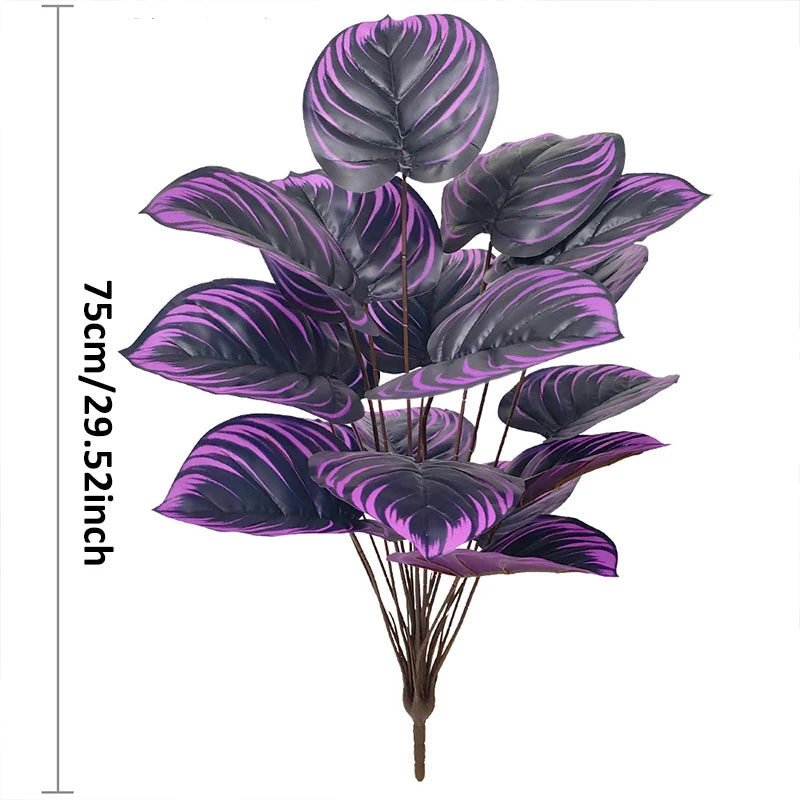 Plantas Artificiais Caladium Roxo e Rosa — Kit 2 Bonsai para Quarto e Escritório