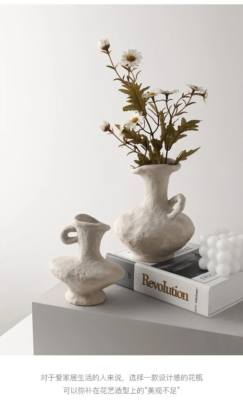 Vaso Cerâmica Branco Nórdico Hidropônico — Minimalista para Mesa, Banheiro e Sala