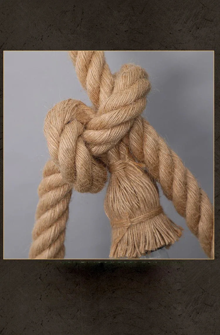 Pendente de Corda de Sisal Vintage Estilo Americano — Lustre Industrial Trançado para Bar e Sala