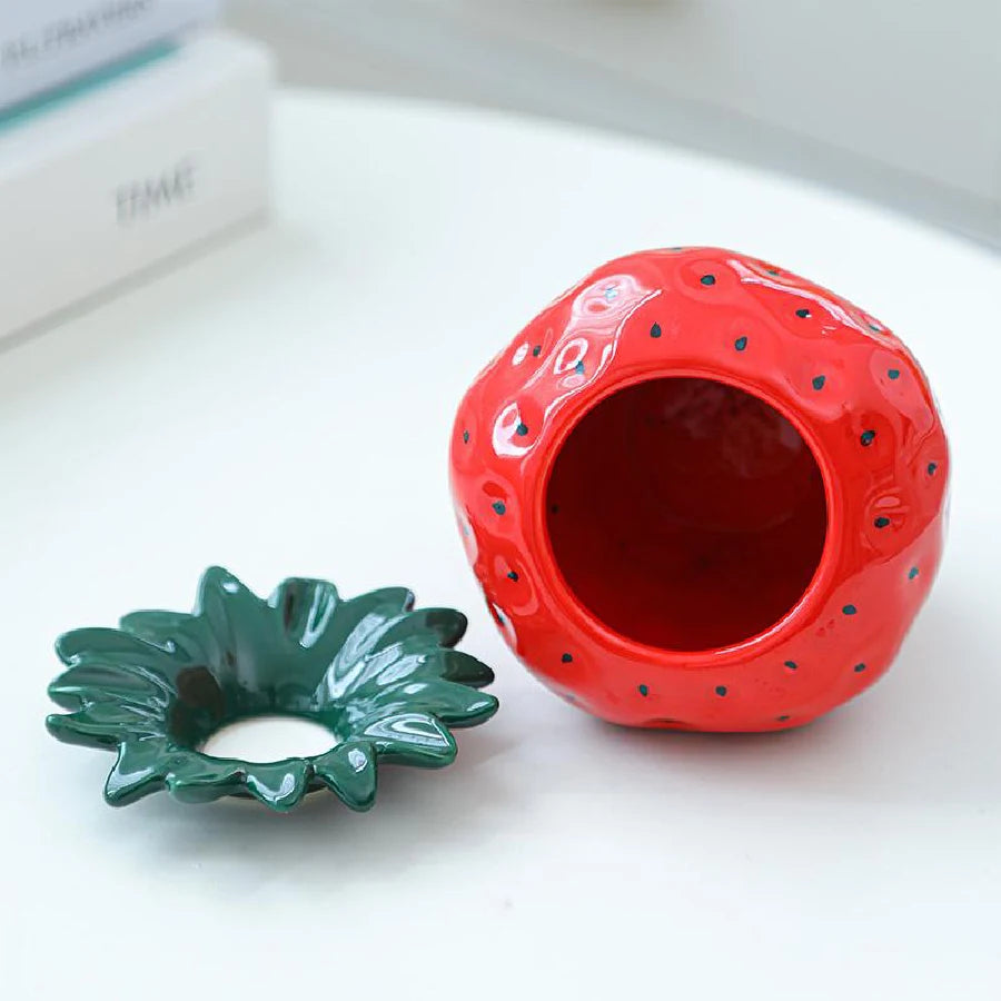 Vaso de Cerâmica Formato Morango — Decoração para Casa e Ano Novo