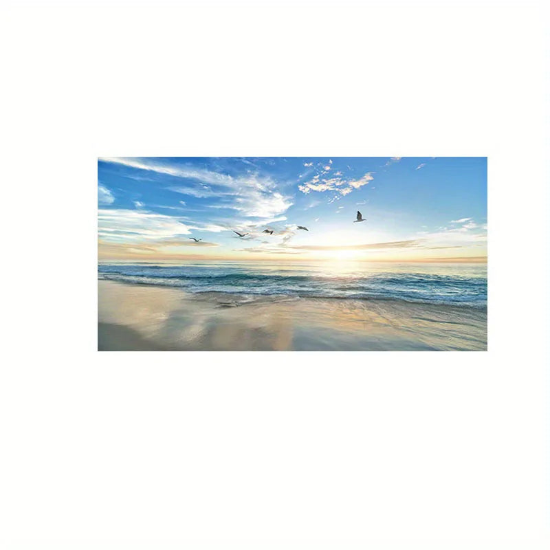 Quadro Decorativo Pôr do Sol na Praia — Arte de Paisagem Nórdica para Sala