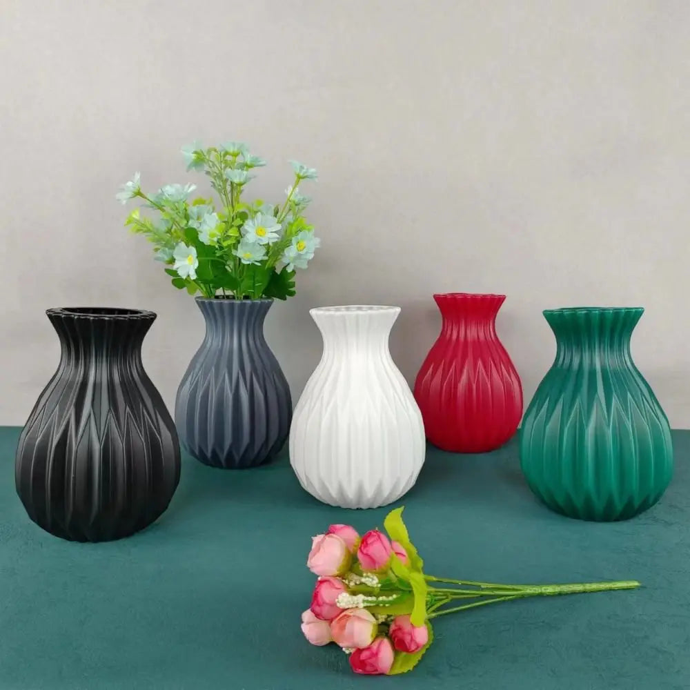 Vaso Plástico Estilo Cerâmica Cor Sólida Nórdico — Para Arranjos Florais e Sala