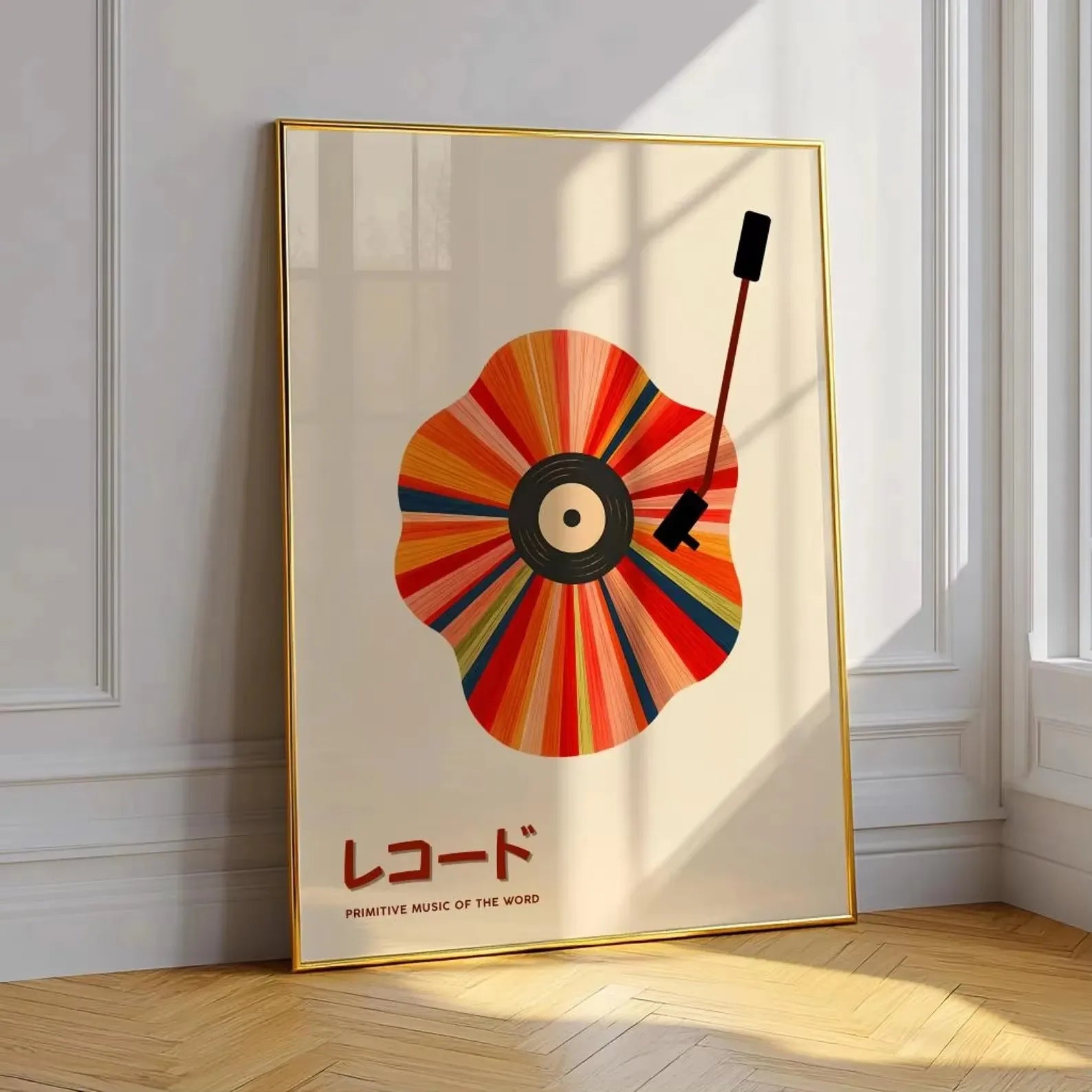 Quadro Decorativo Disco de Vinil Retrô — Arte Musical Japonesa para Sala e Quarto