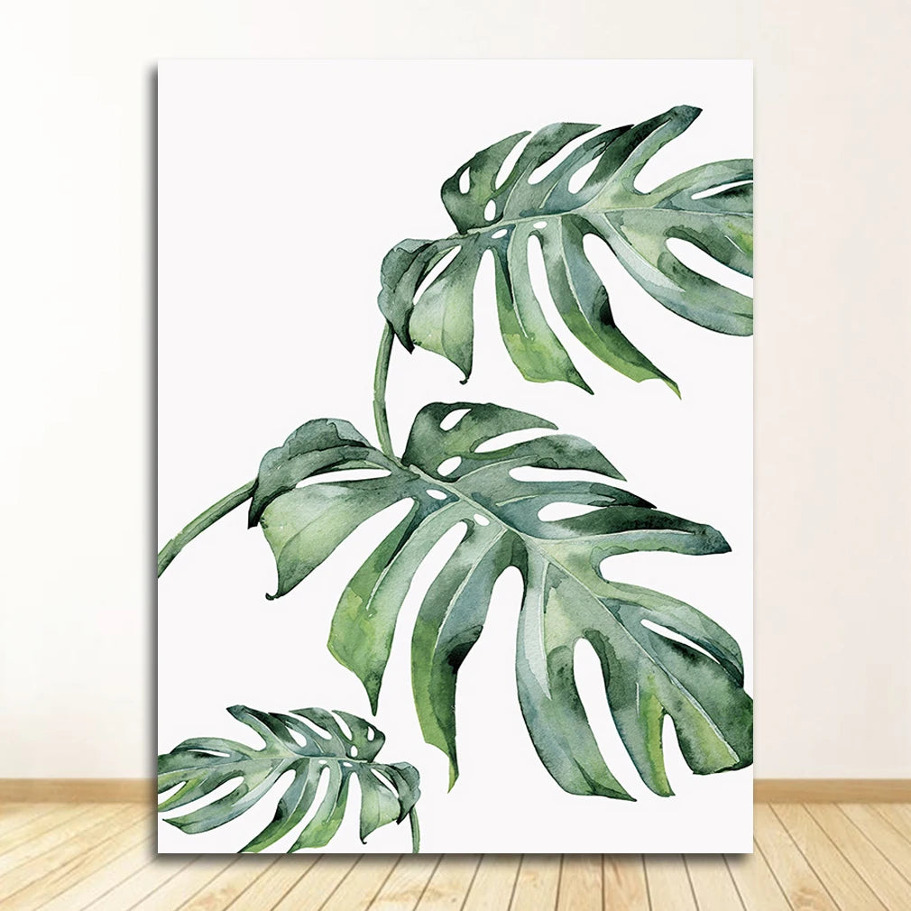 Quadro Decorativo Plantas Tropicais Folhas Verdes — Arte Escandinava Moderna para Sala