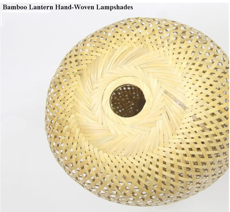 Pendente Bambu Rattan Natural — Luminaria Suspensa Artesanal