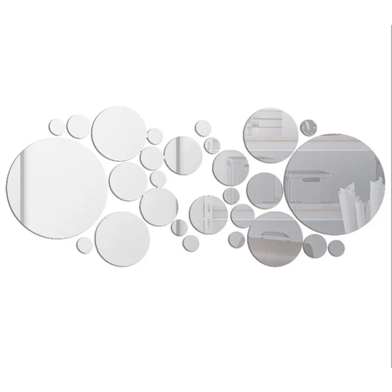 Adesivo Espelho Redondo Acrílico 26 Peças DIY — Decoração para Sala, Quarto e Banheiro