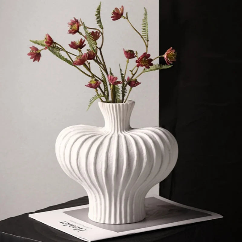 Vaso Plástico Estilo Cerâmica Hidropônico — Minimalista Moderno para Mesa e Sala