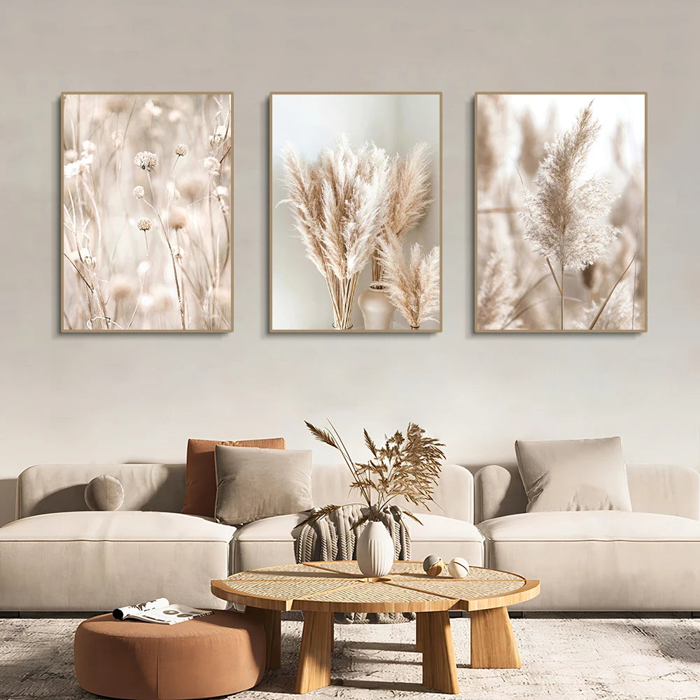 Kit 3 Quadros Paisagem Praia Branca — Arte Nórdica para Sala e Quarto