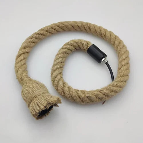 Pendente de Corda de Sisal Vintage Estilo Americano — Lustre Industrial Trançado para Bar e Sala