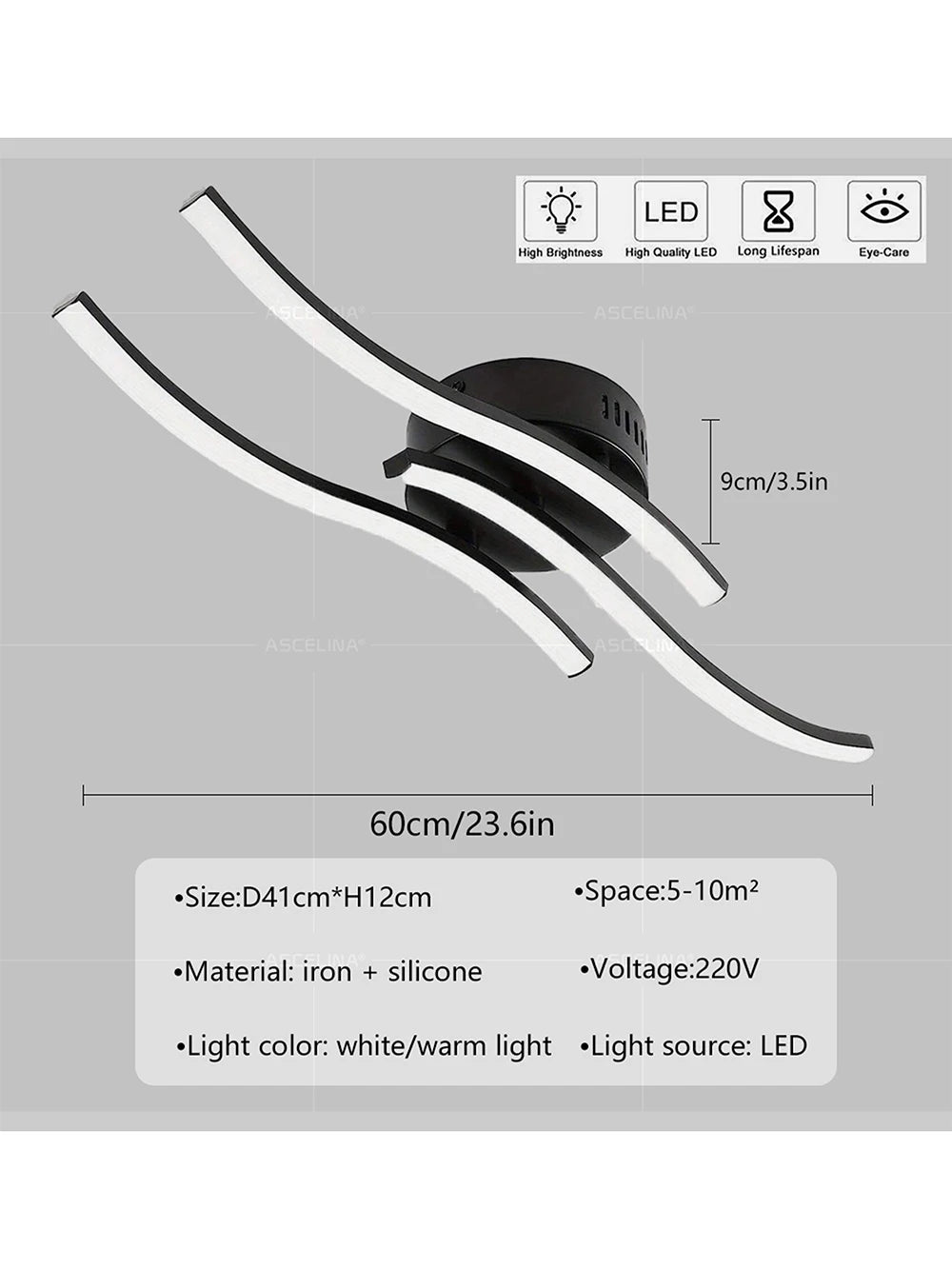 Luminária de Teto LED Onda — Lustre Decorativo para Sala, Quarto e Corredor
