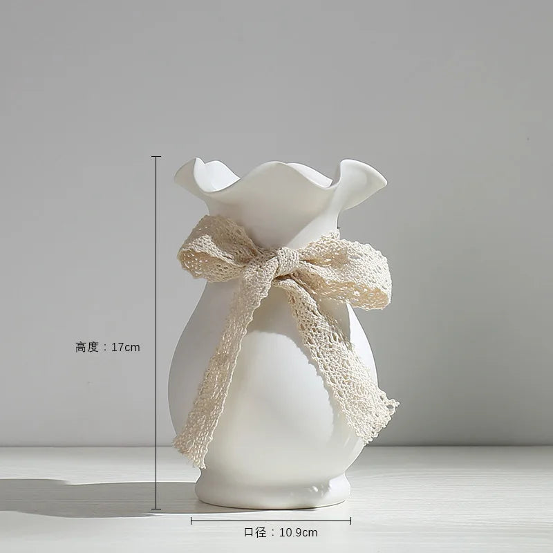 Vaso de Cerâmica Branco Moderno — Para Flores Secas e Hidroponia Sala e Quarto