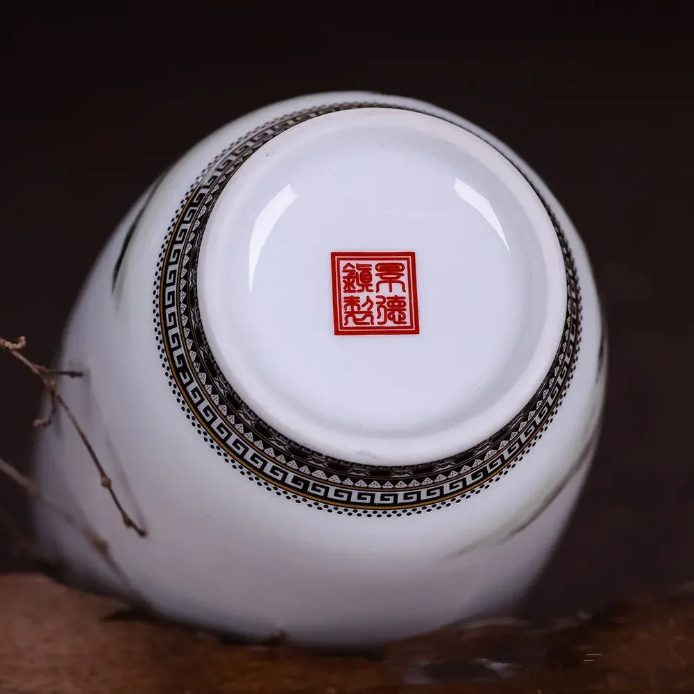 Vaso Cerâmica Jingdezhen Tradicional Chinês — Para Flores e Decoração de Sala