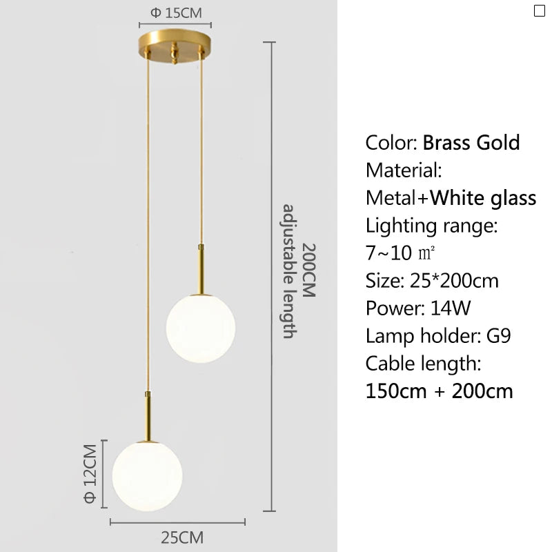 Pendente LED Globo de Vidro — Luminária Nórdica para Quarto e Sala