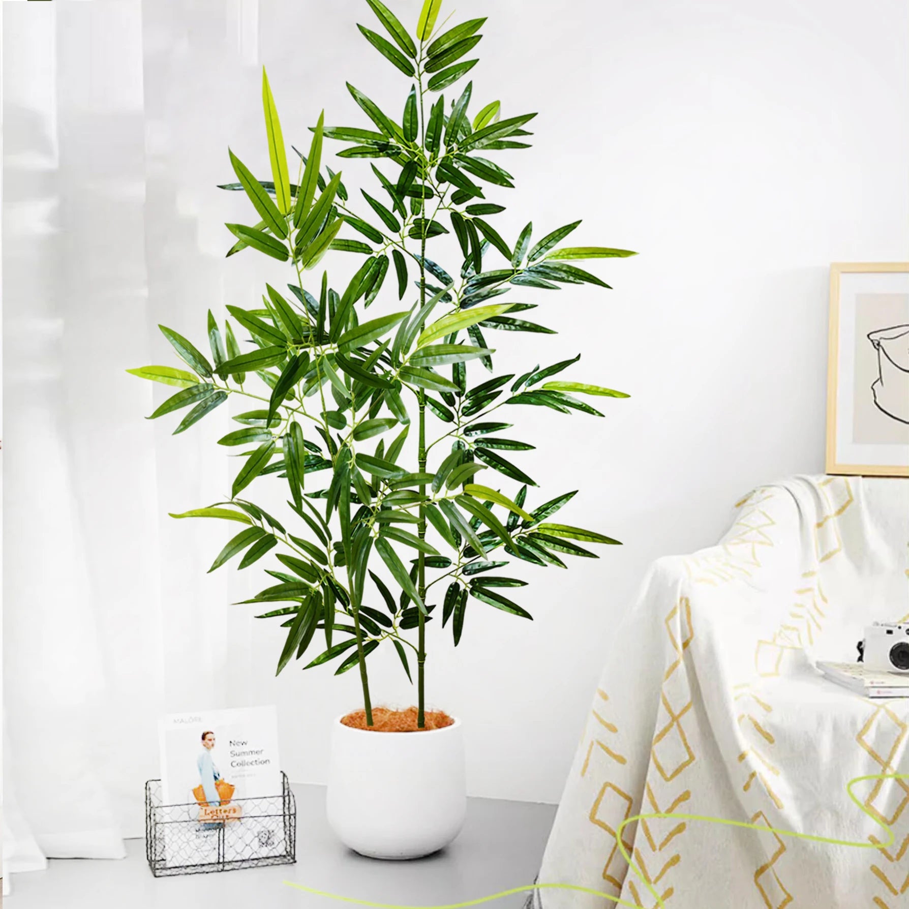 Bambu e Monstera Artificial 100 a 180cm — Exuberância Tropical Permanente para Jardim e Casa