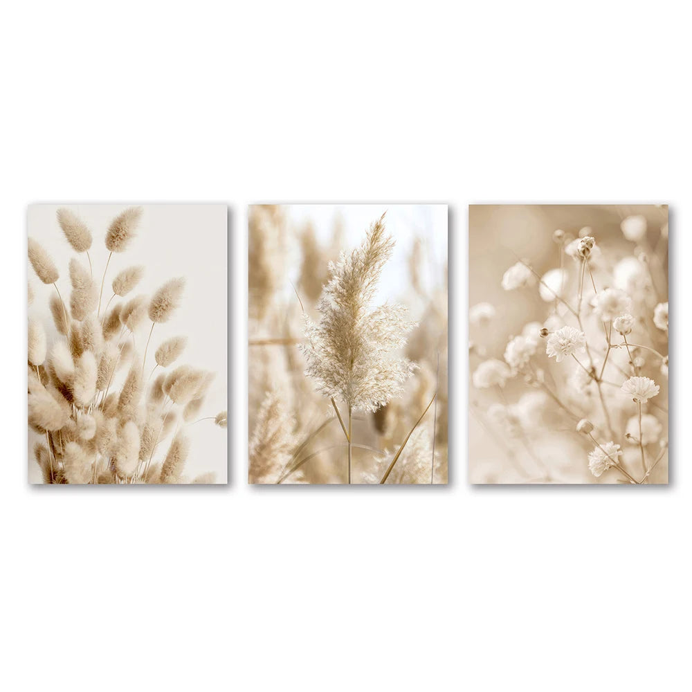 Kit 3 Quadros Paisagem Praia Branca — Arte Nórdica para Sala e Quarto