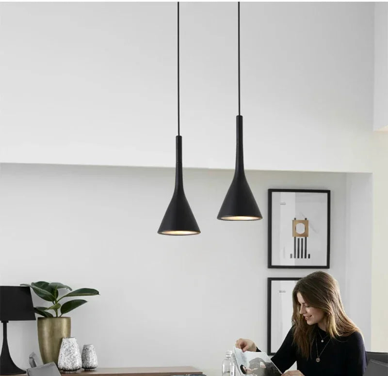 Pendente LED Branco E27 — Luminária de Lustre para Cozinha, Quarto e Sala de Jantar