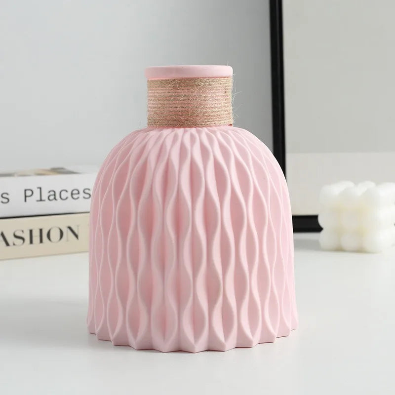 Vaso Plástico Estilo Cerâmica Trançado Abacaxi — Arranjo Floral Criativo Decoração