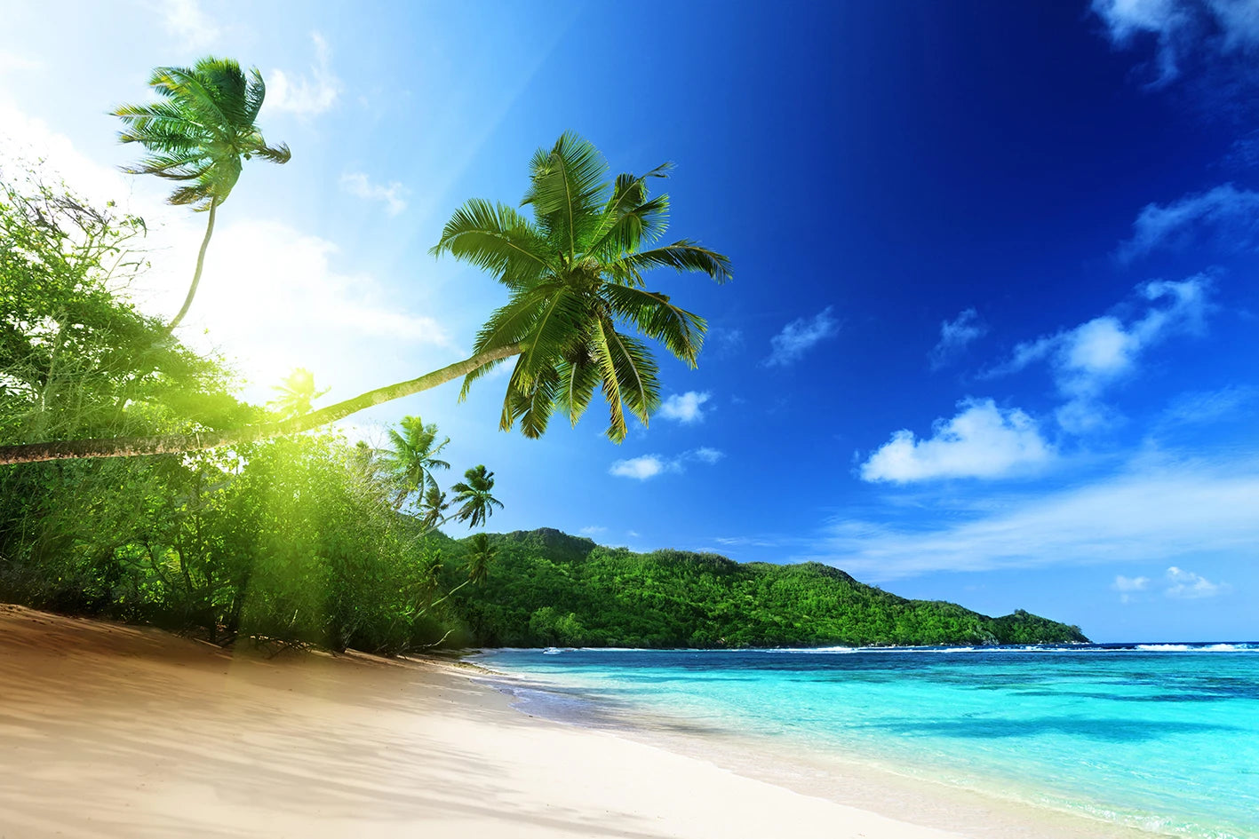 Quadro Decorativo Praia Pôr do Sol Dourado — Arte de Paisagem Tropical para Sala