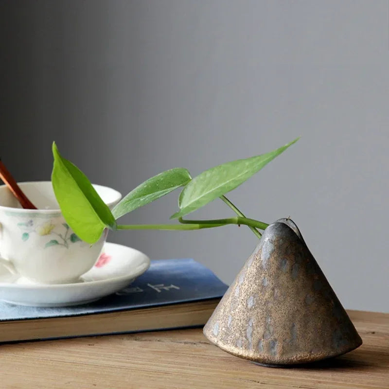 Vaso Cerâmica Mini Rústico Artesanal — Hidropônico para Cerimônia do Chá e Decoração
