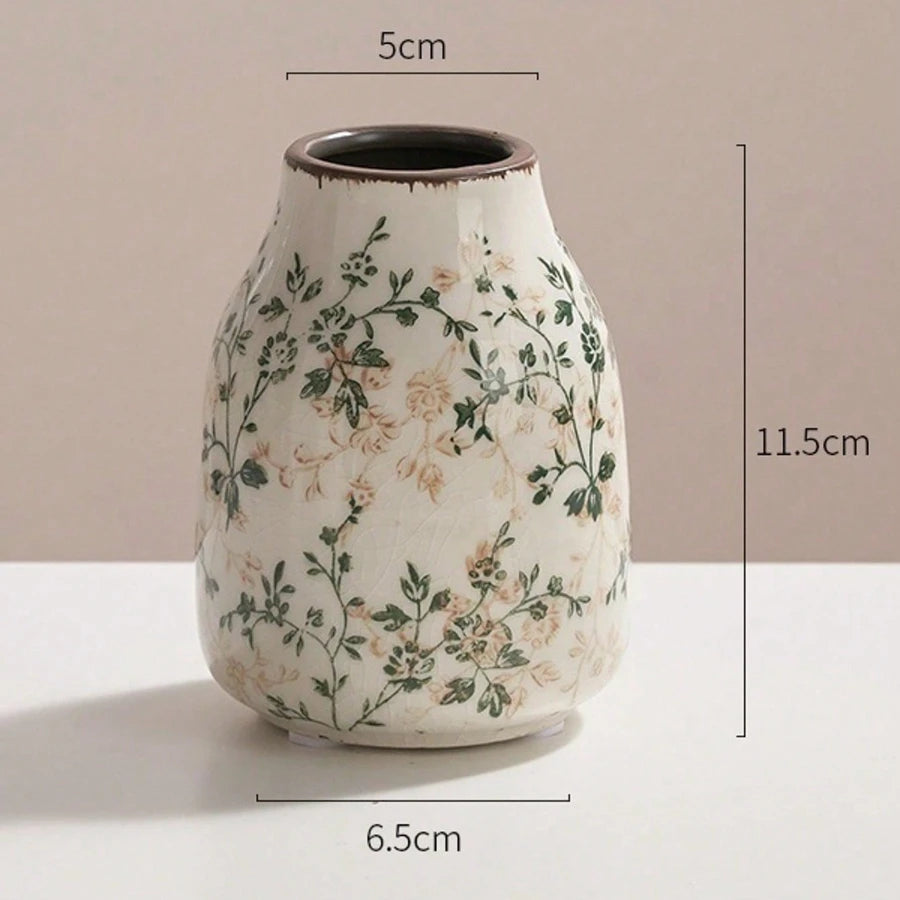 Vaso Cerâmica Rachado Gelo Artesanal Boho — Para Flores Frescas e Secas Sala e Escritório