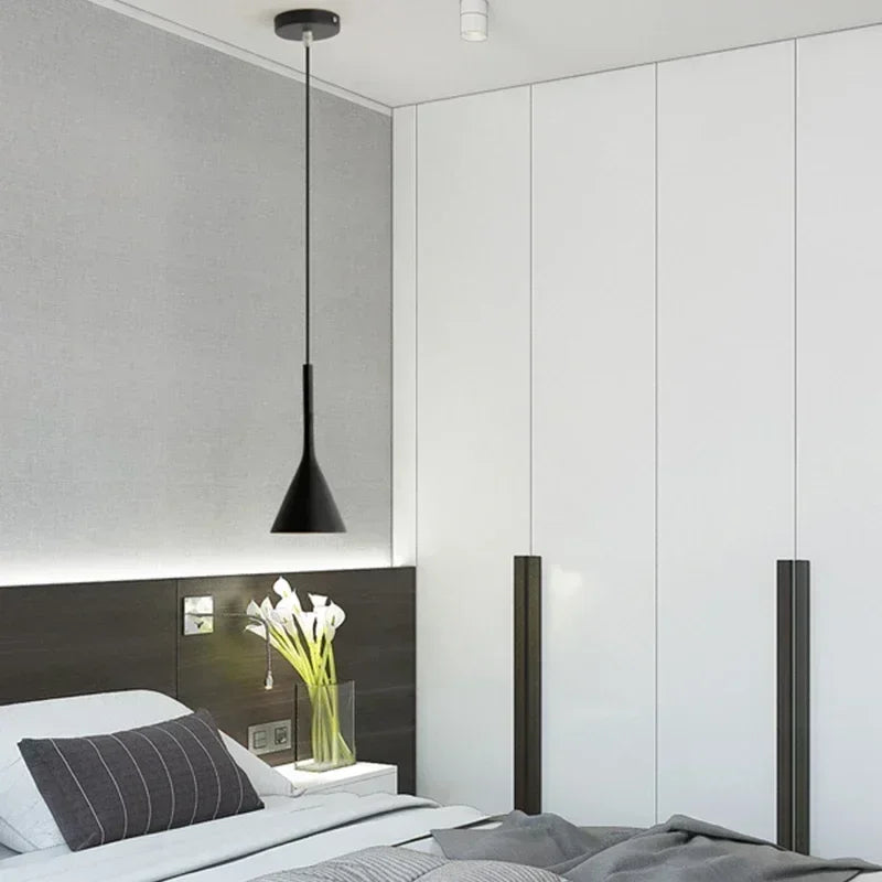 Pendente LED E27 Preto e Branco — Luminária de Mesa para Quarto e Sala de Jantar