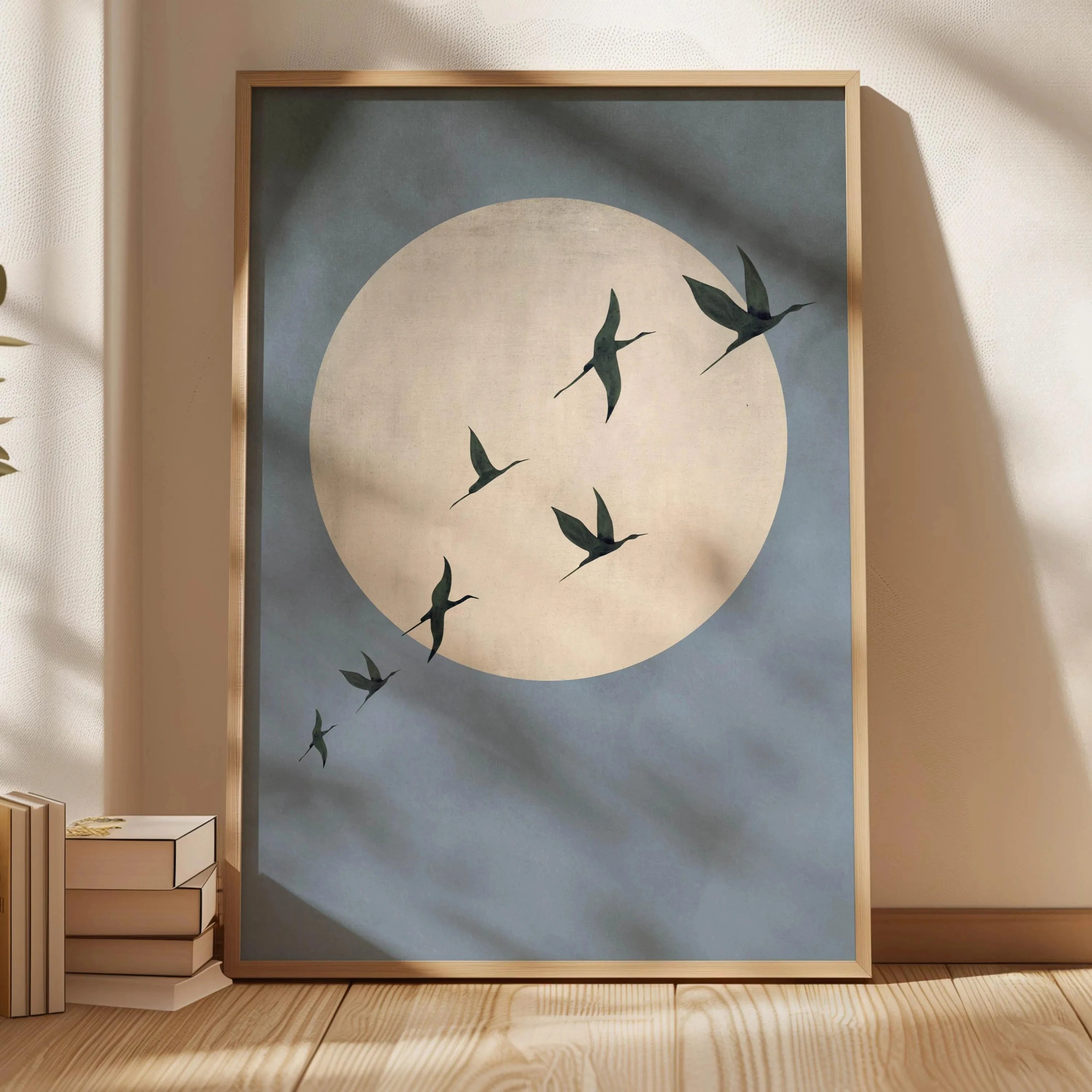 Quadro Decorativo Garça Oriental sem Moldura — Arte Zen para Sala e Quarto