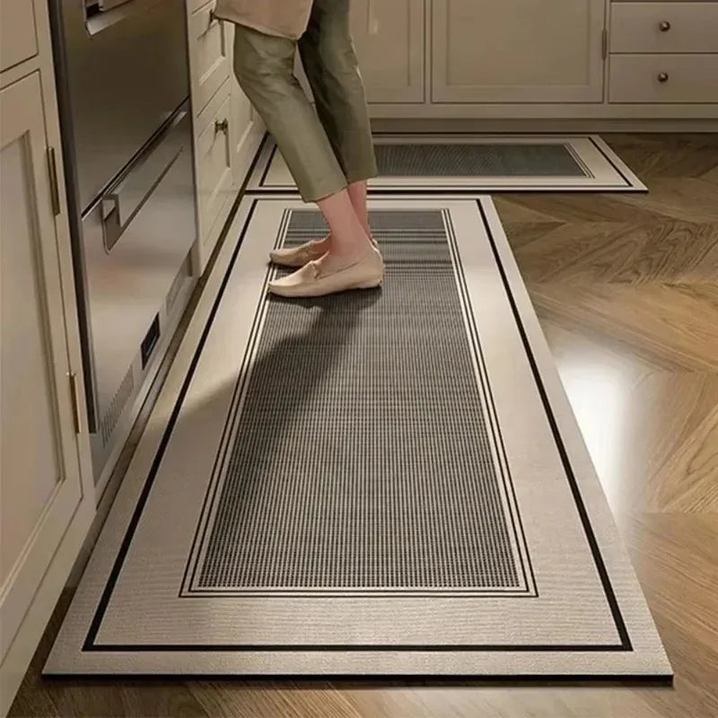 Tapete de Cozinha Minimalista Listrado — Antiderrapante Absorvente Longo para Corredor