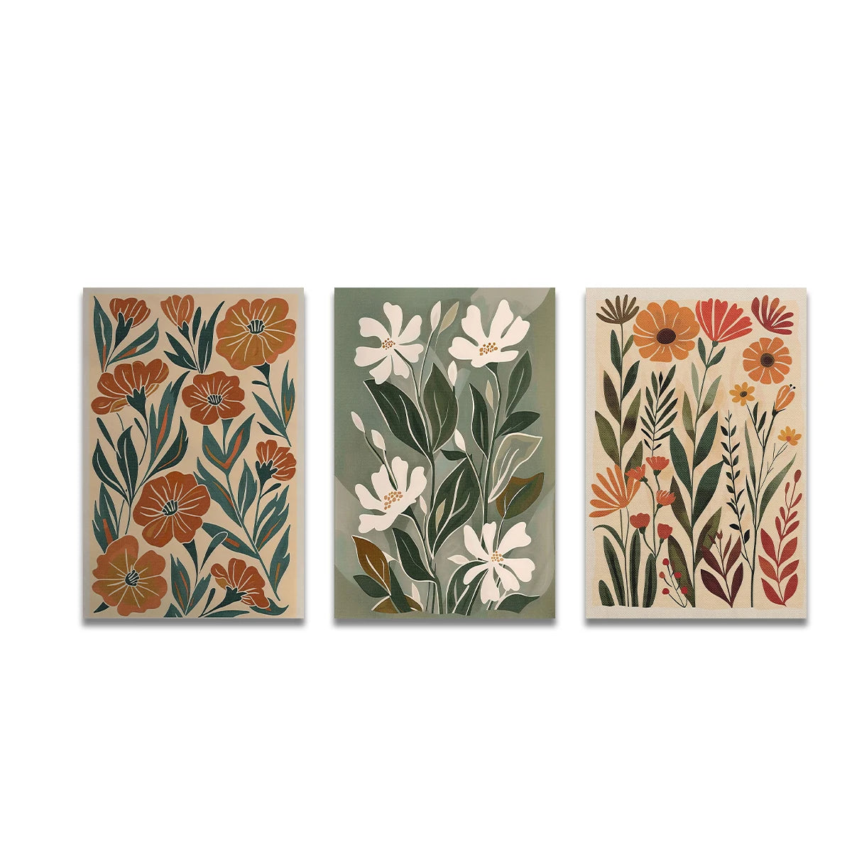 Quadro Decorativo Floral Boho Primaveril — Arte Botânica para Sala e Quarto