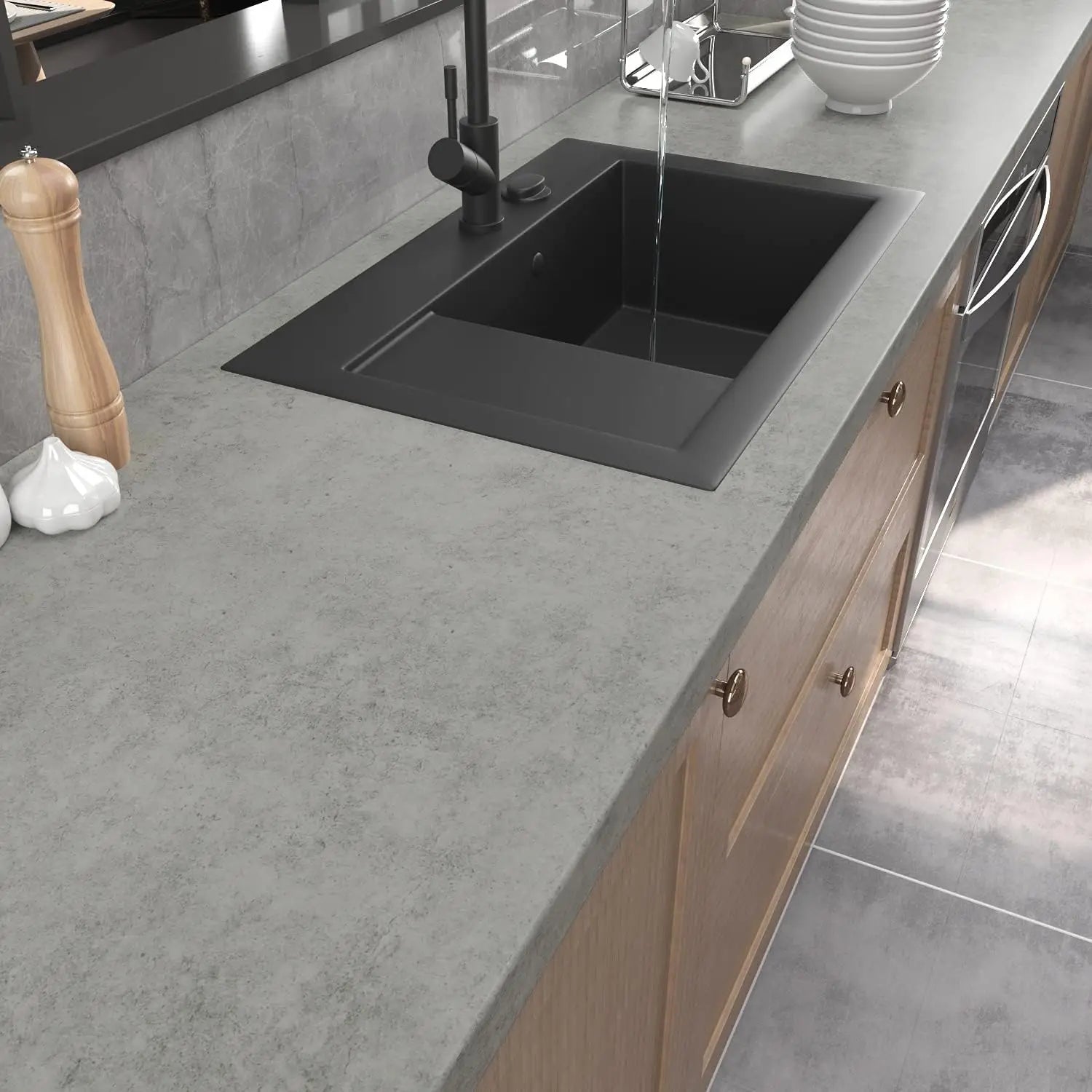 Papel de Parede Cimento Cinza Industrial Autocolante — Estilo Moderno Impermeável para Sala