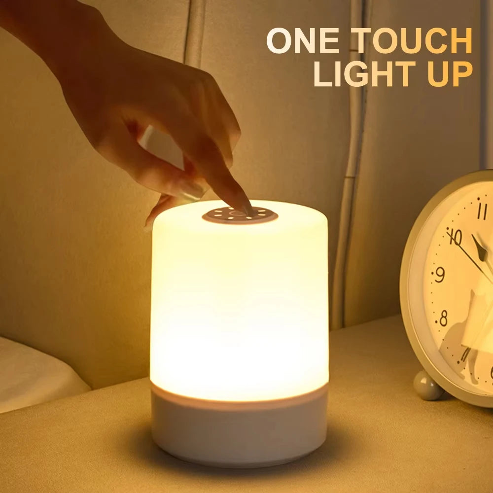 Luminária de Mesa Touch com Luz Noturna — 3 Modos Reguláveis e Recarregável para Quarto