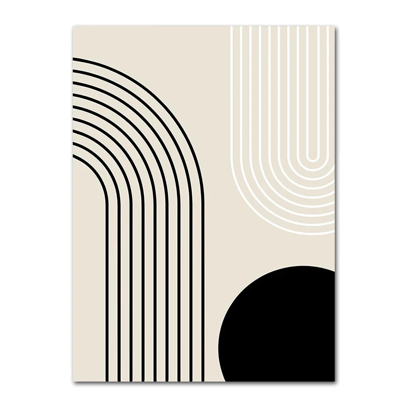 Kit Quadros Geometrico Folhas Arco-Iris Boho — Arte Abstrata Nórdica para Sala