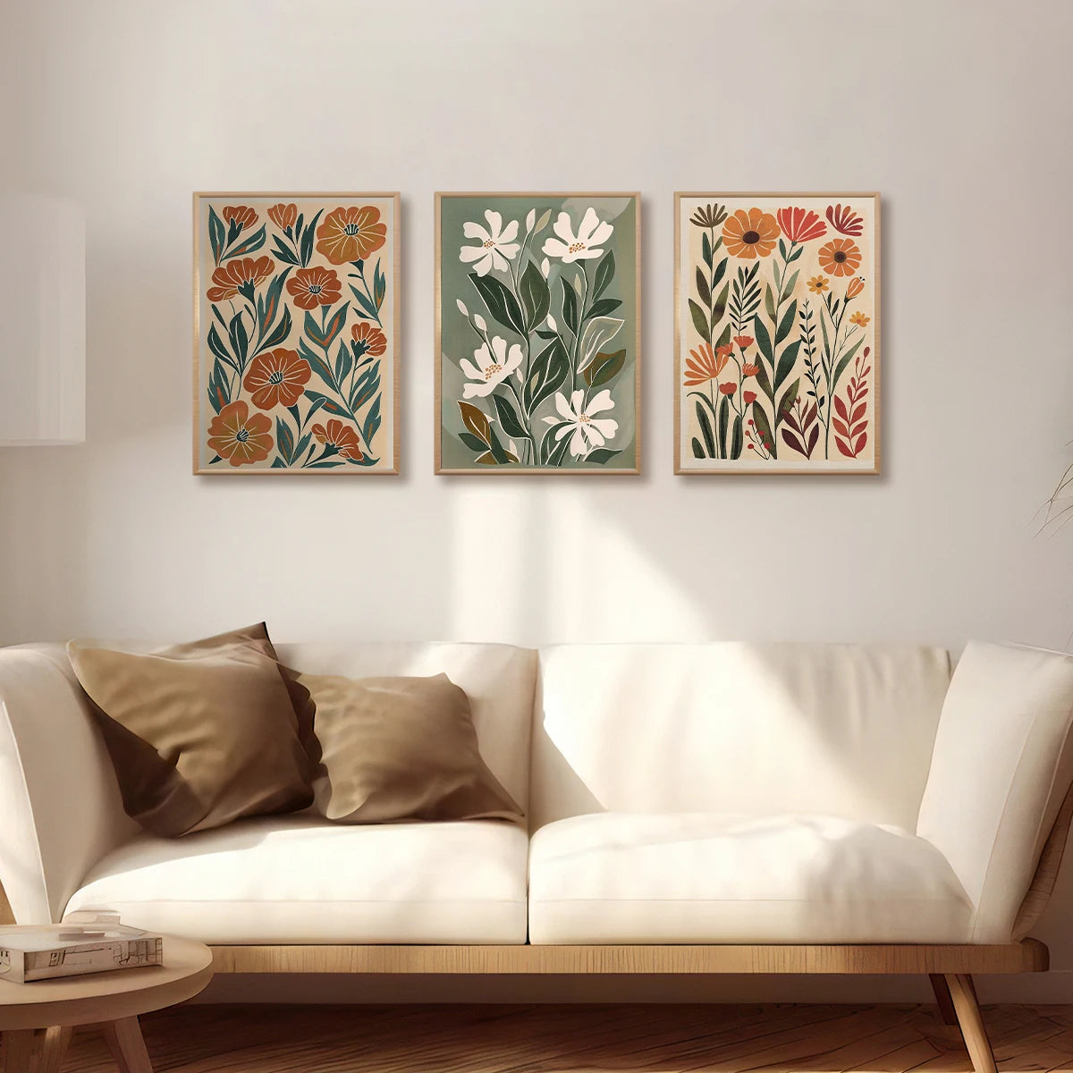 Quadro Decorativo Floral Boho Primaveril — Arte Botânica para Sala e Quarto