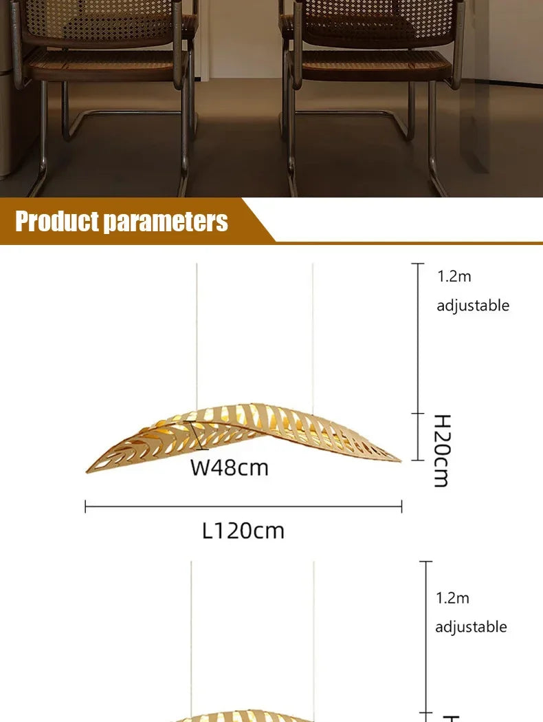 Lustre de Madeira Estilo Wabi Sabi — Pendente LED para Sala, Bar e Café