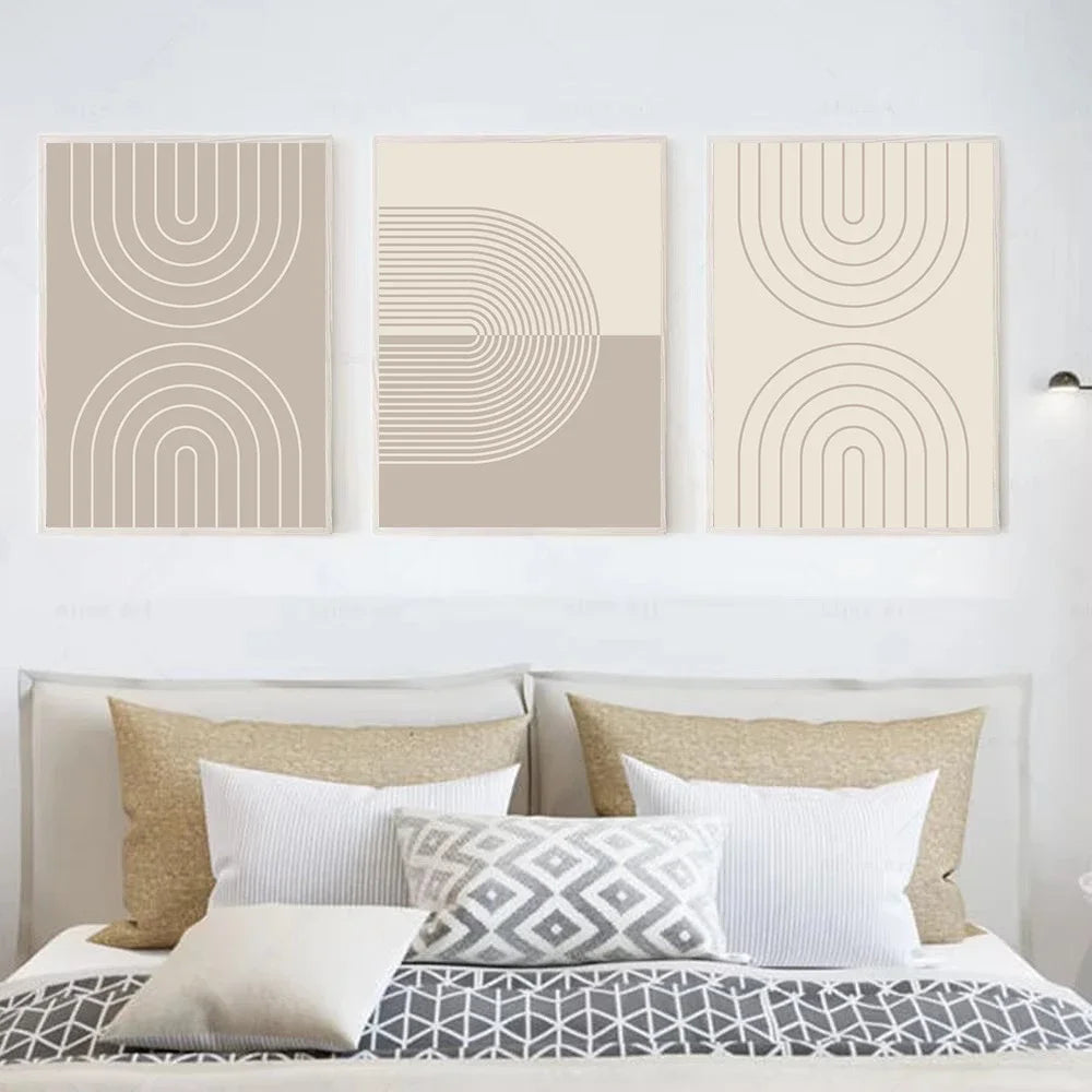 Quadro Canvas Bege Minimalista Boho — Poster Abstrato para Quarto e Sala Estilo Nórdico