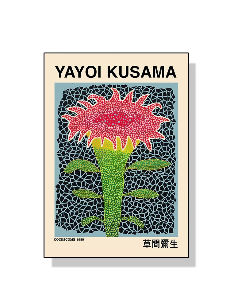 Quadro Decorativo Aboboras e Flores Yayoi Kusama — Arte Abstrata para Sala