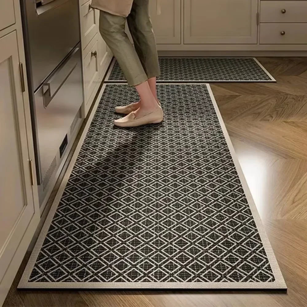 Tapete de Cozinha Minimalista Listrado — Antiderrapante Absorvente Longo para Corredor