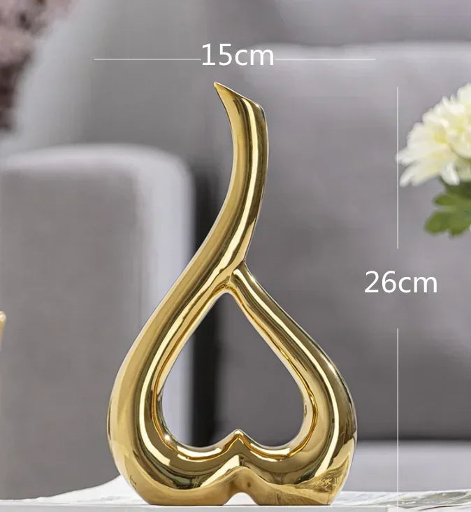 Vaso de Cerâmica Dourado Nórdico — Enfeite Decorativo para Sala e Arranjos de Flores