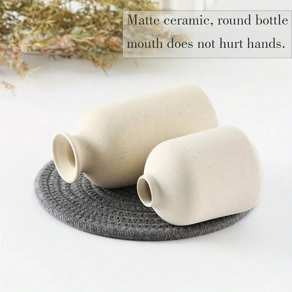 Kit 3 Vasos Cerâmica Boho Estilo Fazenda — Para Sala, Estante e Mesa de Jantar