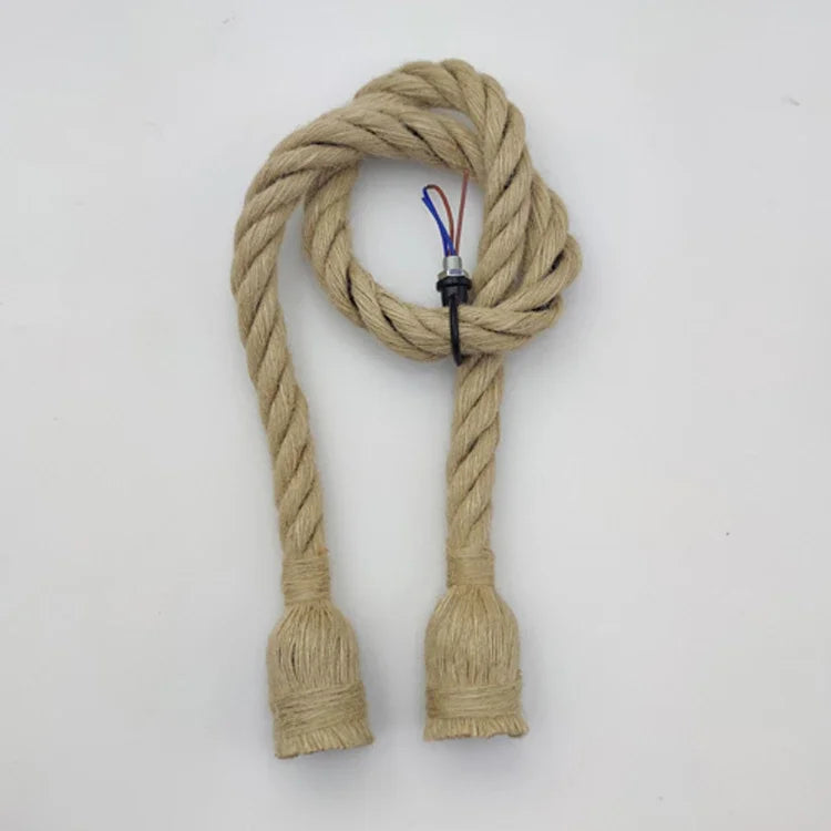 Pendente de Corda de Sisal Vintage Estilo Americano — Lustre Industrial Trançado para Bar e Sala