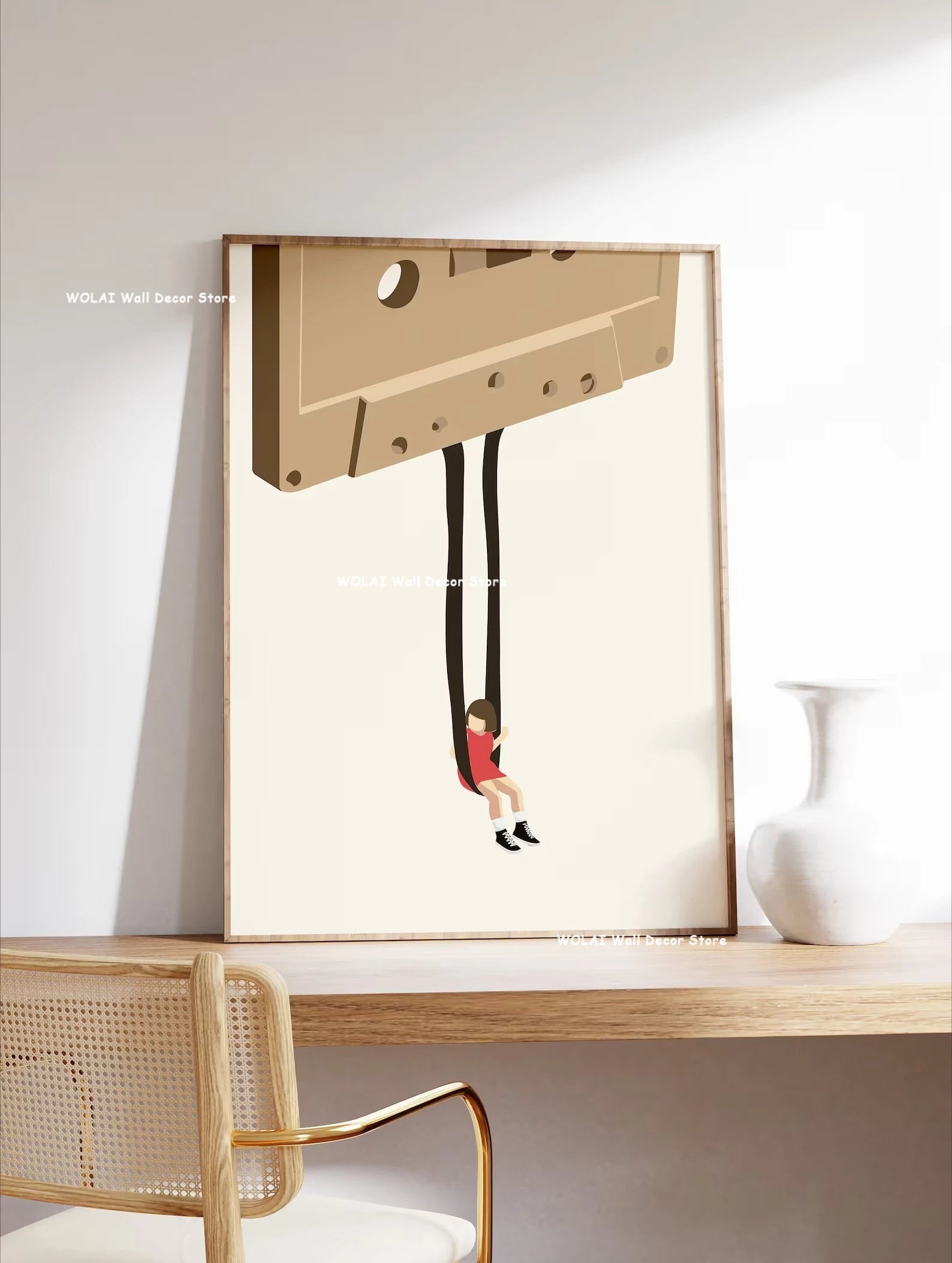 Quadro Decorativo Disco de Vinil Retrô — Arte Musical Japonesa para Sala e Quarto