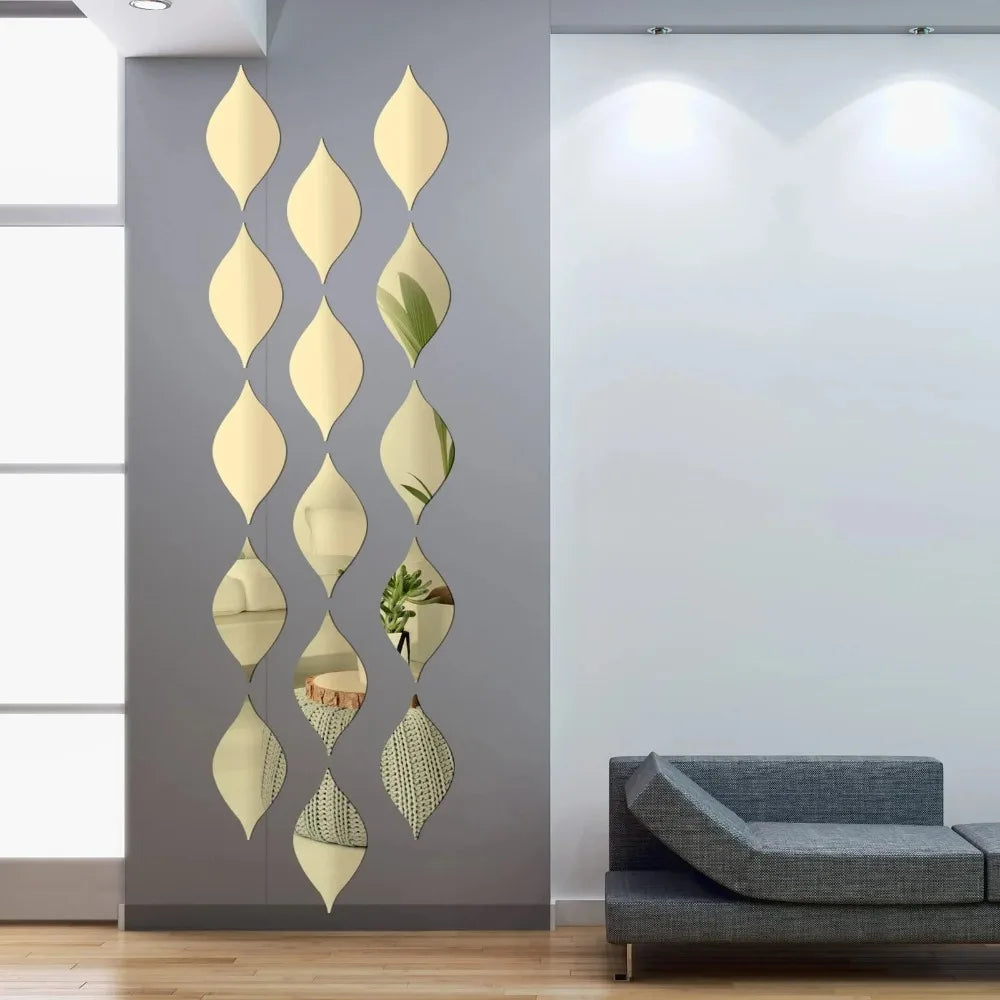 Adesivo Espelho Gota d'Água Acrílico 3D Kit 10 a 30 Peças — Decoração DIY para Sala