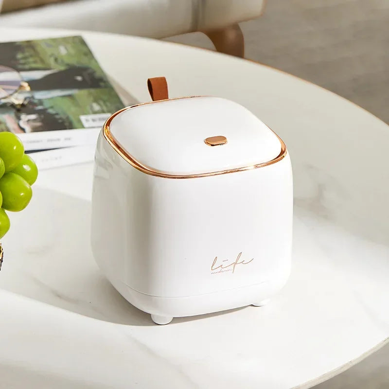 Mini Lixeira de Mesa Luxo Dupla Camada com Tampa de Pressão — Design Premium Moderno