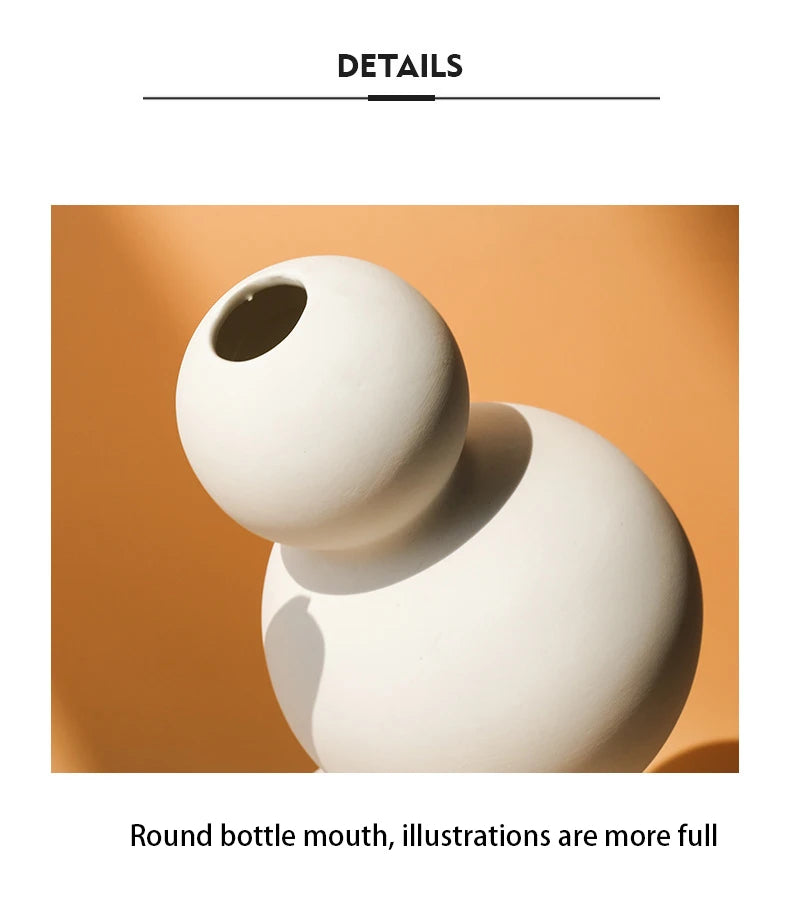 Vaso Cerâmica Branco Nórdico para Flores Artificiais — Figurine Decorativa para Sala
