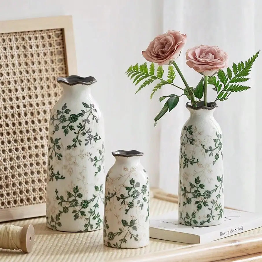 Vaso de Cerâmica Craquelado — Vaso Decorativo para Flores e Presentes
