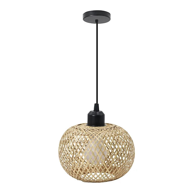 Pendente Bambu Rattan Natural — Luminaria Suspensa Artesanal